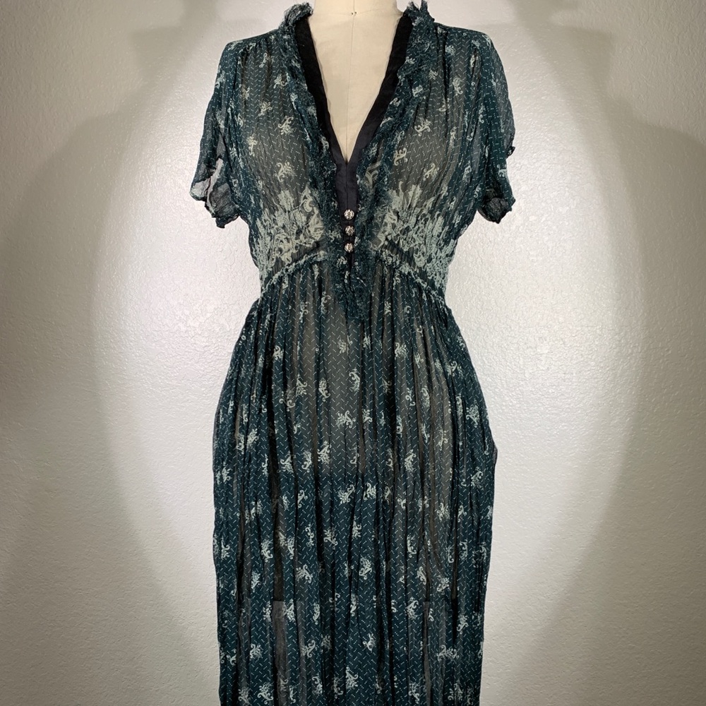 Yellowfield 8 Silk Chiffon Texel Dress in Starry Wine Bottle Size M NWT